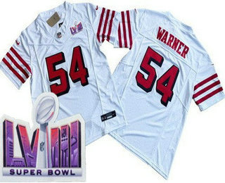 Men's San Francisco 49ers #54 Fred Warner Limited White Throwback FUSE LVIII Super Bowl Vapor Jersey