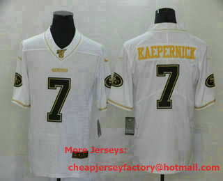 Men's San Francisco 49ers #7 Colin Kaepernick White 100th Season Golden Edition Jersey