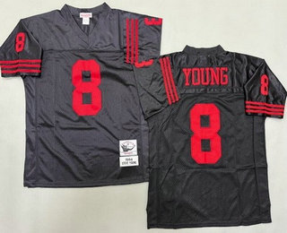 Men's San Francisco 49ers #8 Steve Young Black 1994 Throwback Jersey