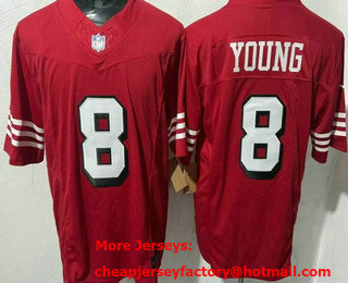 Men's San Francisco 49ers #8 Steve Young Limited Red Throwback FUSE Vapor Jersey