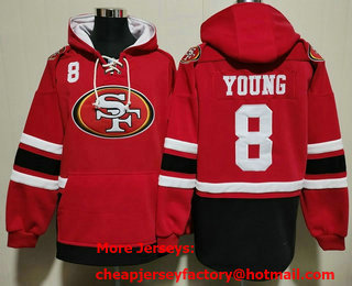 Men's San Francisco 49ers #8 Steve Young NEW Red Pocket Stitched NFL Pullover Hoodie