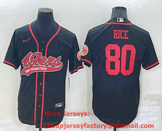 Men's San Francisco 49ers #80 Jerry Rice Black Stitched Cool Base Nike Baseball Jersey
