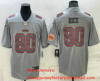 Men's San Francisco 49ers #80 Jerry Rice LOGO Grey Atmosphere Fashion 2022 Vapor Untouchable Stitched Limited Jersey