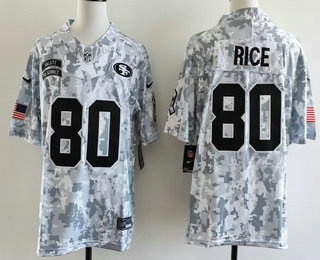 Men's San Francisco 49ers #80 Jerry Rice Limited Arctic Camo 2024 Salute to Service Jersey