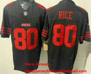 Men's San Francisco 49ers #80 Jerry Rice Limited Black FUSE Vapor Jersey