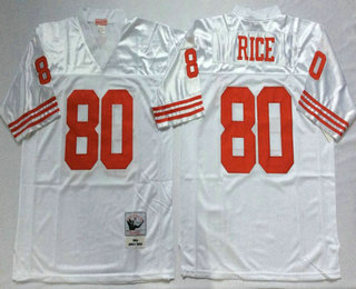 Men's San Francisco 49ers #80 Jerry Rice White Mitchell & Ness Throwback Vintage Football Jersey