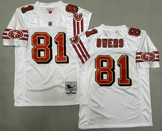 Men's San Francisco 49ers #81 Terrell Owens White Gold 1996 Throwback Jersey