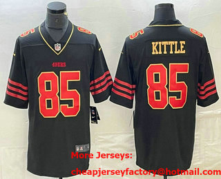 Men's San Francisco 49ers #85 George Kittle Black Gold Fashion Vapor Limited Stitched Jersey