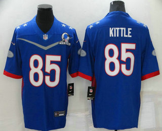 Men's San Francisco 49ers #85 George Kittle Blue 2022 Pro Bowl Vapor Untouchable Stitched Limited Jersey