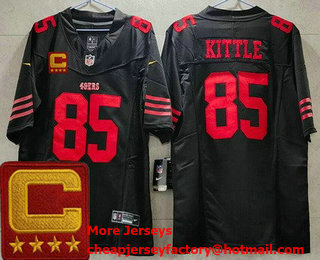 Men's San Francisco 49ers #85 George Kittle Limited Black C Patch FUSE Vapor Jersey