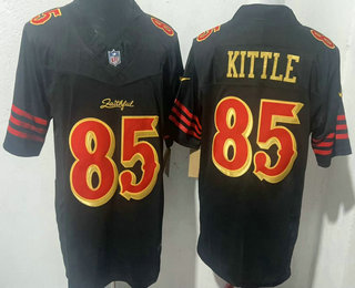 Men's San Francisco 49ers #85 George Kittle Limited Black Rivalries FUSE Vapor Jersey