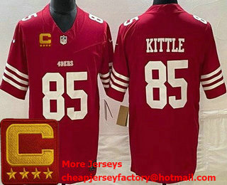 Men's San Francisco 49ers #85 George Kittle Limited Red C Patch FUSE Vapor Jersey