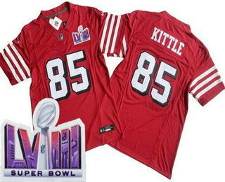 Men's San Francisco 49ers #85 George Kittle Limited Red Throwback FUSE LVIII Super Bowl Vapor Jersey
