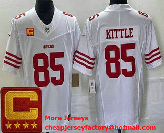 Men's San Francisco 49ers #85 George Kittle Limited White 2023 C Patch FUSE Vapor Jerse