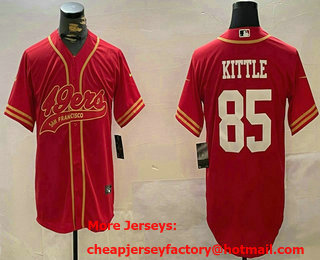 Men's San Francisco 49ers #85 George Kittle Red 2024 Cool Base Stitched Baseball Jersey