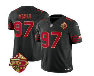 Men's San Francisco 49ers #97 Nick Bosa Black 2023 FUSE 50th Patch Vapor Limited Stitched Jersey