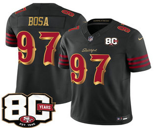 Men's San Francisco 49ers #97 Nick Bosa Limited Black 80th Anniversary Rivalries FUSE Vapor Jersey