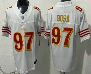 Men's San Francisco 49ers #97 Nick Bosa Limited White Rivalries FUSE Vapor Jersey