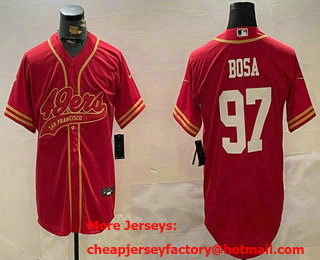 Men's San Francisco 49ers #97 Nick Bosa Red 2024 Cool Base Stitched Baseball Jersey