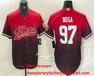 Men's San Francisco 49ers #97 Nick Bosa Red Black Stitched Baseball Jersey