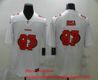 Men's San Francisco 49ers #97 Nick Bosa White 2020 Shadow Logo Vapor Untouchable Stitched NFL Nike Limited Jersey