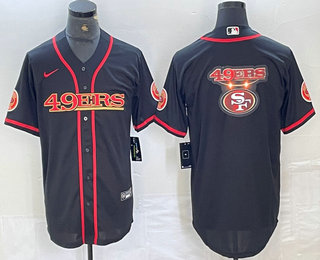 Men's San Francisco 49ers Big Logo Black Red Cool Base Stitched 2023 Baseball Jersey 12