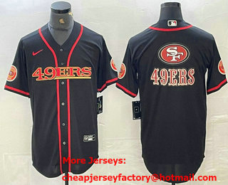 Men's San Francisco 49ers Big Logo Black Red Cool Base Stitched 2023 Baseball Jersey 13
