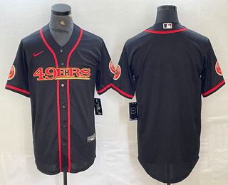 Men's San Francisco 49ers Blank Black Red Cool Base Stitched 2023 Baseball Jersey 11