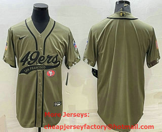 Men's San Francisco 49ers Blank Olive Salute to Service Cool Base Stitched Baseball Jersey