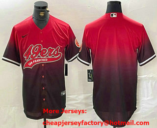 Men's San Francisco 49ers Blank Red Black Stitched Baseball Jersey