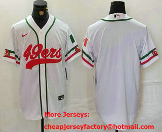 Men's San Francisco 49ers Blank White With Patch Cool Base Stitched Baseball Jersey