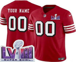 Men's San Francisco 49ers Customized Limited Red Throwback LVIII Super Bowl FUSE Vapor Jersey