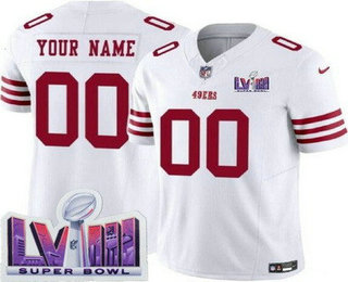 Men's San Francisco 49ers Customized Limited White LVIII Super Bowl FUSE Vapor Jersey