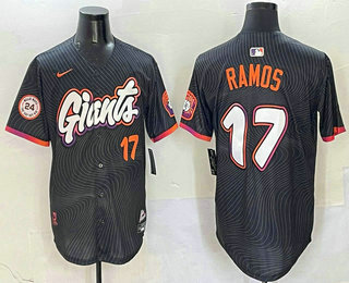 Men's San Francisco Giants #17 Heliot Ramos Number Black 2025 City Connect Limited Stitched Jersey