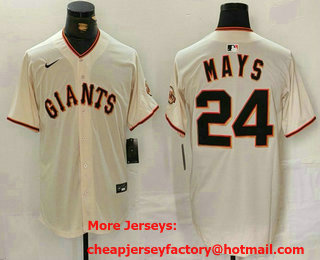 Men's San Francisco Giants #24 Willie Mays Cream 2024 Home Limited Stitched Baseball Jersey
