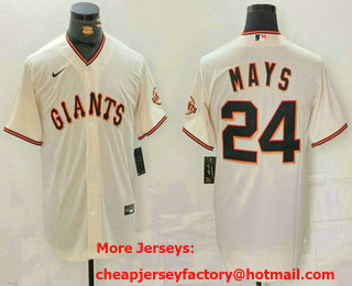 Men's San Francisco Giants #24 Willie Mays Cream Stitched Jersey
