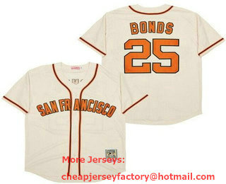 Men's San Francisco Giants #25 Barry Bonds Cream Throwback Jersey