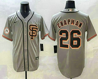 Men's San Francisco Giants #26 Matt Chapman Grey With SF Stitched Cool Base Nike Jersey