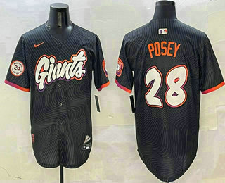 Men's San Francisco Giants #28 Buster Posey Black 2025 City Connect Limited Stitched Jersey
