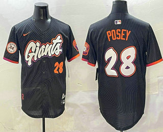 Men's San Francisco Giants #28 Buster Posey Number Black 2025 City Connect Limited Stitched Jersey