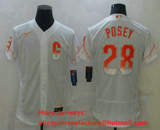 Men's San Francisco Giants #28 Buster Posey White 2021 City Connect Stitched MLB Flex Base Nike Jersey