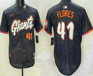 Men's San Francisco Giants #41 Wilmer Flores Black 2025 City Connect Limited Jersey