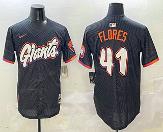 Men's San Francisco Giants #41 Wilmer Flores Black 2025 City Connect Limited Stitched Jersey