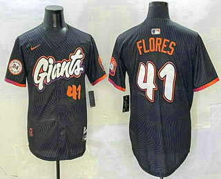 Men's San Francisco Giants #41 Wilmer Flores Number Black 2025 City Connect Limited Stitched Jersey