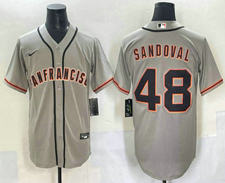 Men's San Francisco Giants #48 Pablo Sandoval Grey Cool Base Stitched Jersey