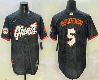 Men's San Francisco Giants #5 Mike Yastrzemski Black 2025 City Connect Limited Stitched Jersey