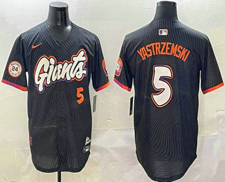 Men's San Francisco Giants #5 Mike Yastrzemski Number Black 2025 City Connect Limited Stitched Jersey