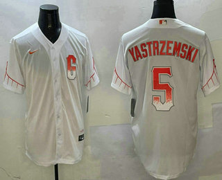 Men's San Francisco Giants #5 Mike Yastrzemski White 2021 City Connect Stitched Cool Base Nike Jersey