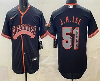 Men's San Francisco Giants #51 Jung Hoo Lee Black 2026 Alternate Stadium Stitched Jersey