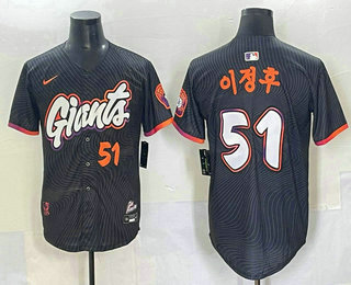 Men's San Francisco Giants #51 Jung Hoo Lee Black Korean 2025 City Connect Limited Jersey